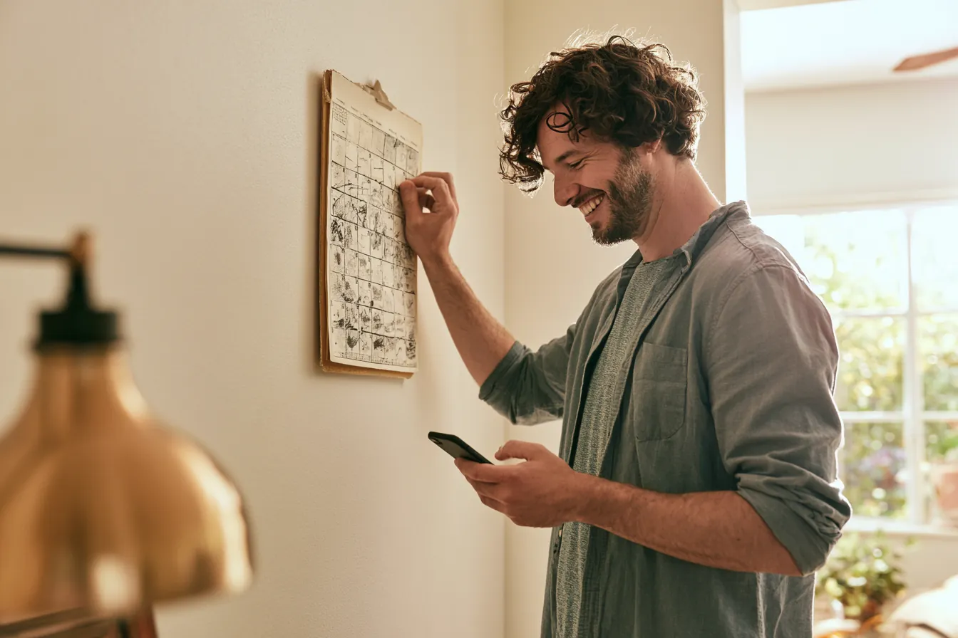 Man checking a wall calendar while planning a short-term flex loans online payoff